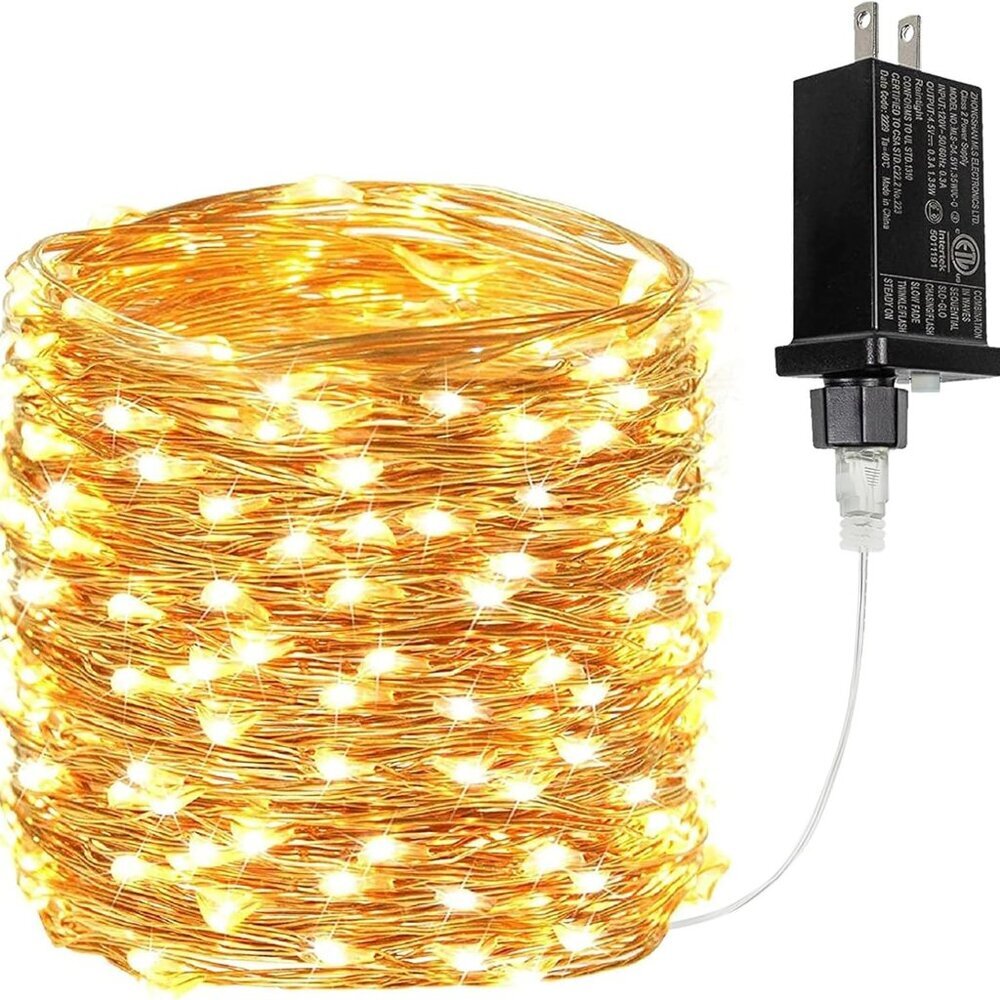 66Ft 200 LED Fairy Lights Plug in, Waterproof String Lights Outdoor & Indoor 8 M